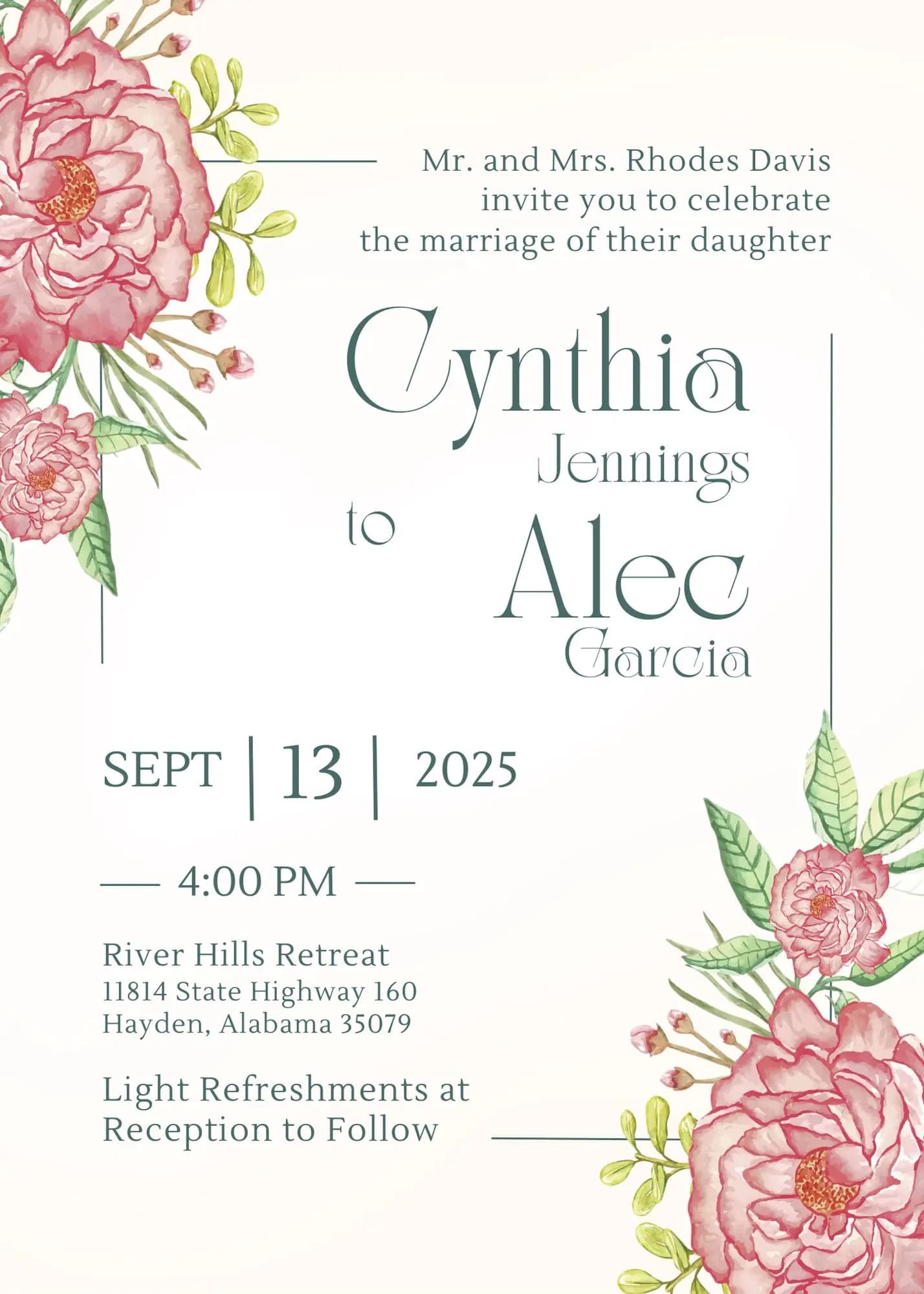 Cynthia and Alec wedding invitation
