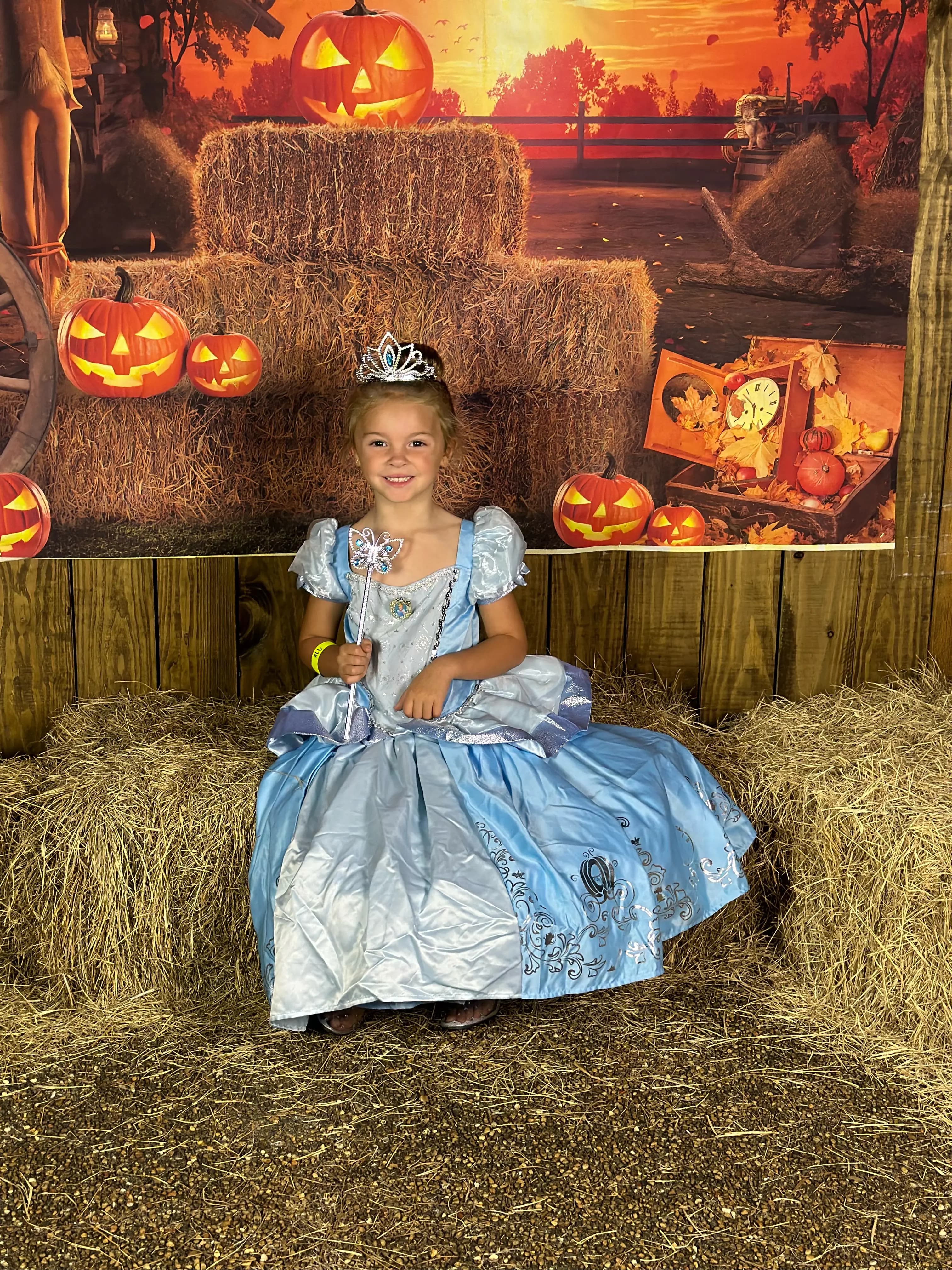 Halloween photo booth with hay