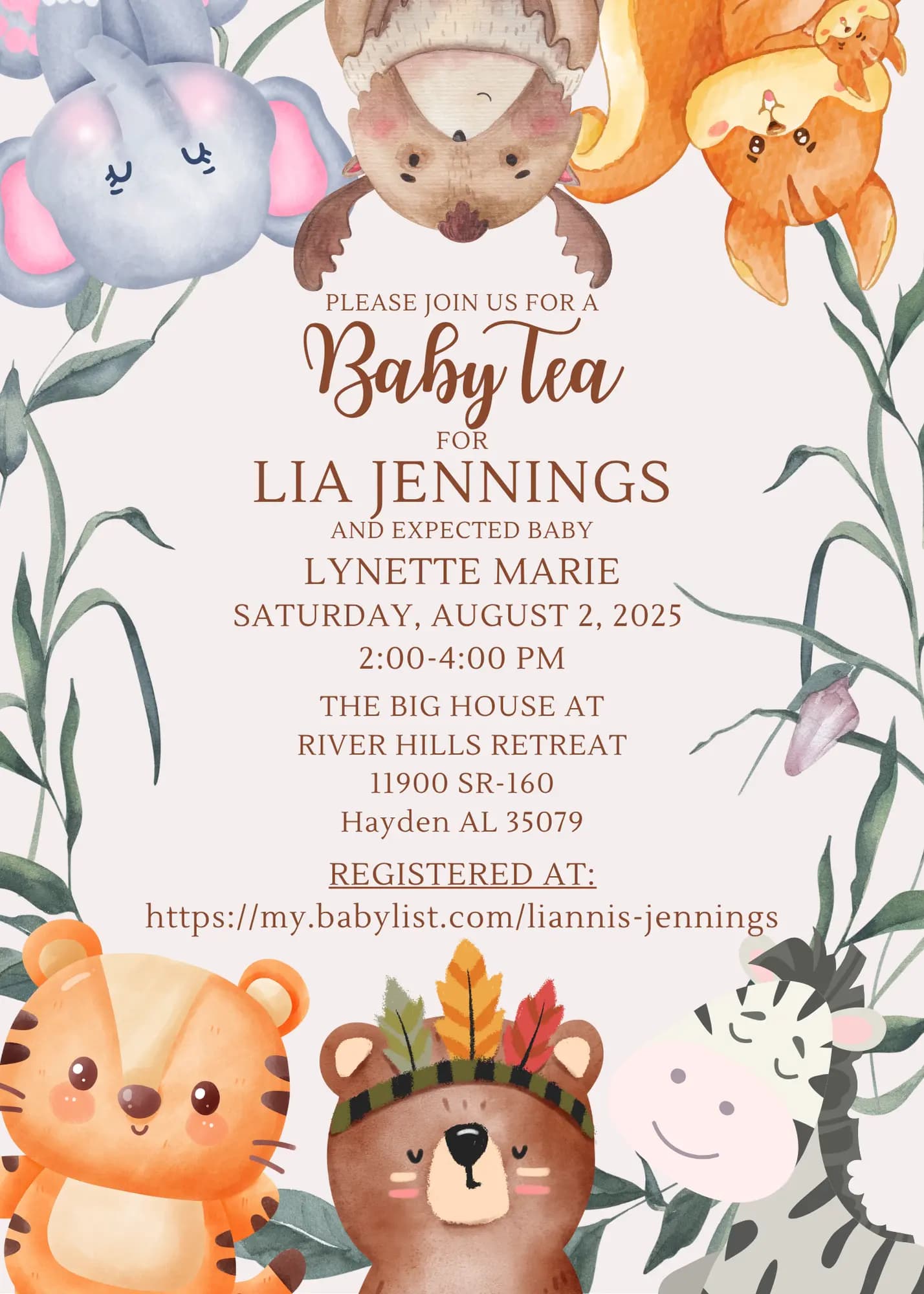 Elegant baby shower invitation with floral design