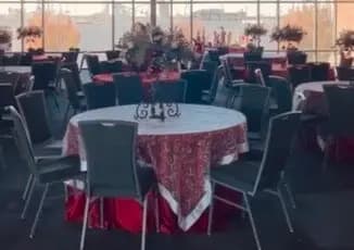 Elegant gala dinner table setting with sophisticated decor