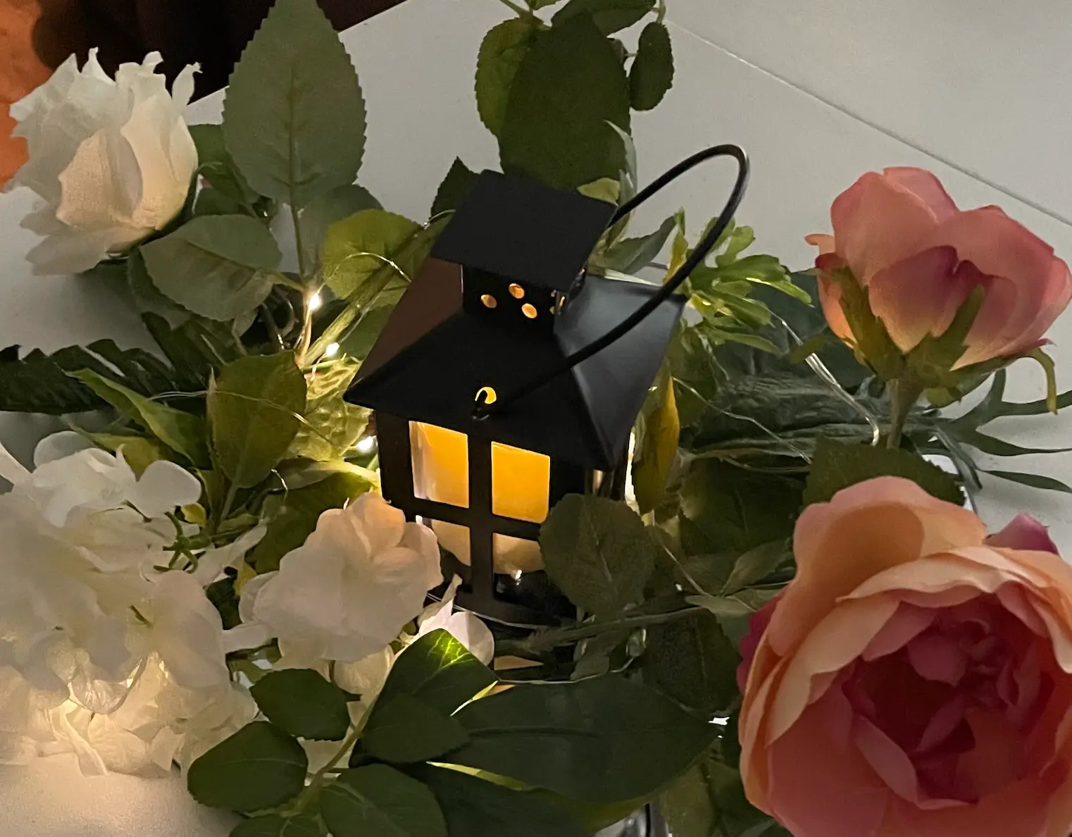 Black Decorative Lantern (with Glass Sides)