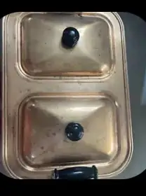 Double Copper Chafing Dish Rect. Med. (w/ sterno)